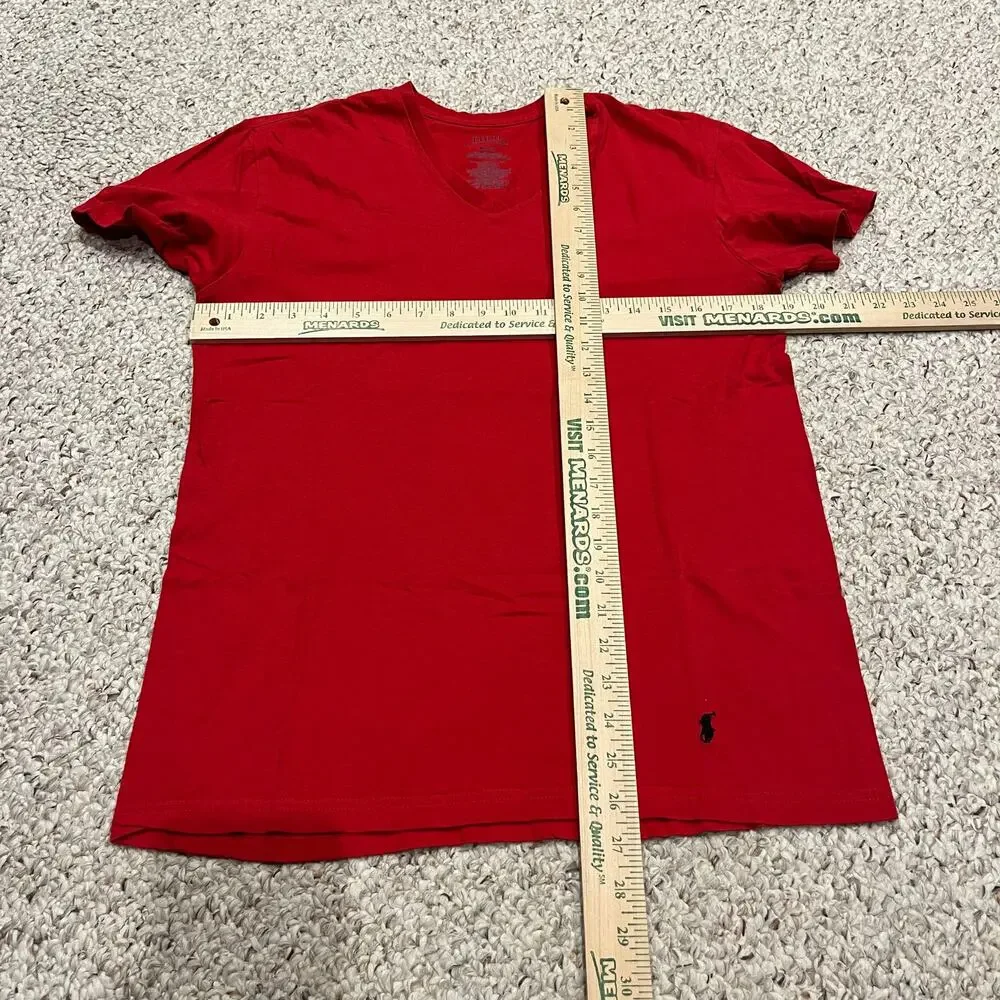 Polo Ralph Lauren Men's Classic Fit Cotton Short Sleeve Tee Sz M V-Neck Red